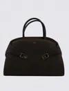 Ferragamo Brown Leather Hug Th M Top Handle Bag In Black