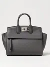 Ferragamo The Studio Small Leather Top-handle Bag In Grey