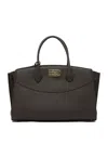 Ferragamo Structured Brown Calf Goat Leather Handbag In Brown