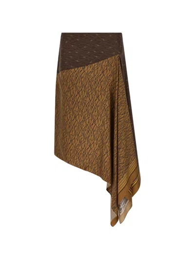 Ferragamo Handkerchief Skirt In Brown