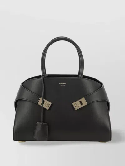 Ferragamo Hardware Gold-tone Shoulder Bag Structured Handles