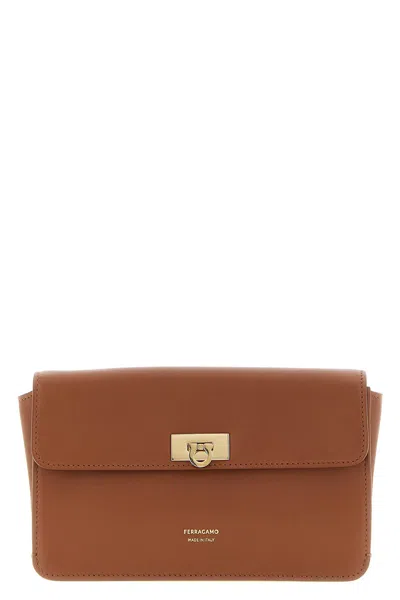 Ferragamo Harley Clutch In Braun
