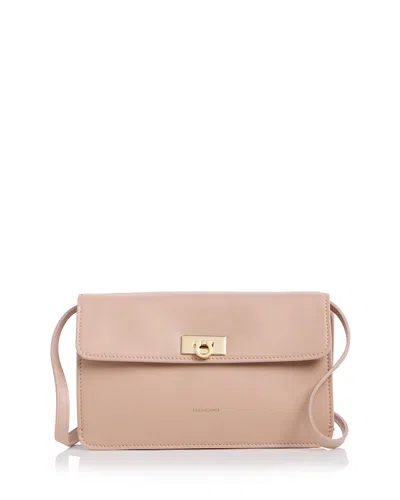 Ferragamo Harley Gancini Leather Wallet Crossbody Bag In Pink