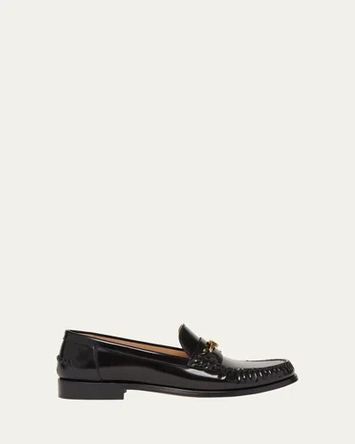 Ferragamo Harry Calfskin Bit Loafers In Nero