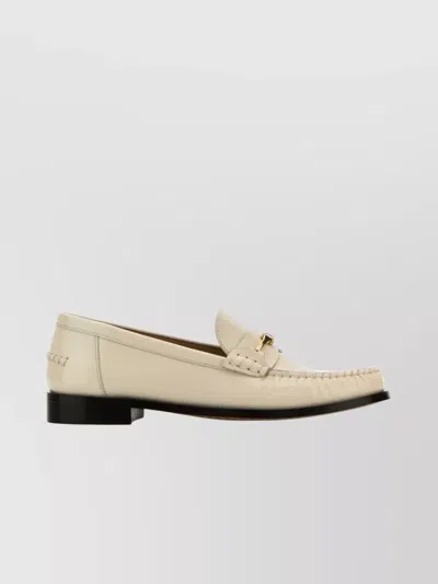 Ferragamo Harry Leather Loafers Hardware Toe In White