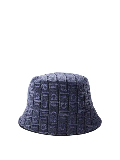 Ferragamo Logo Jacquard Cloche Hat In Blue
