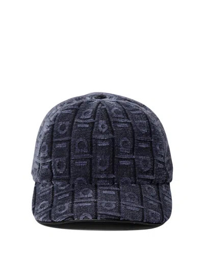 Ferragamo Structured Cap With Textured Geometric Pattern In Blue