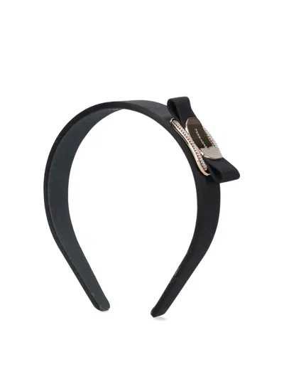 Ferragamo Headband With Crystals In Black