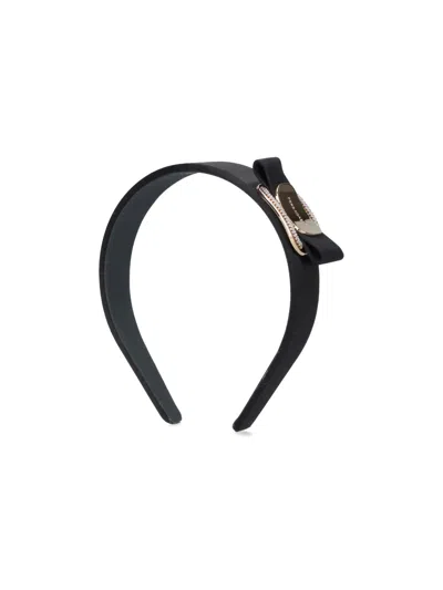 Ferragamo Hair Accessories With Bow And Gold Hardware In Black