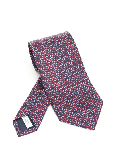 Ferragamo Heart Print Silk Tie Ties And Bow Ties Blue In Purple