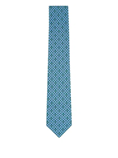 Ferragamo Heart-print Tie In Blue