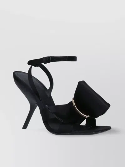 Ferragamo Heel Sandals With Bow Detail And Open Toe In Black