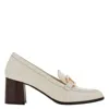 Ferragamo Heeled Loafer With Gancini Ornament In White