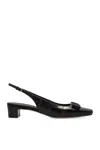 Ferragamo Rivada 30 Croc-embossed Slingback Pumps In Brown
