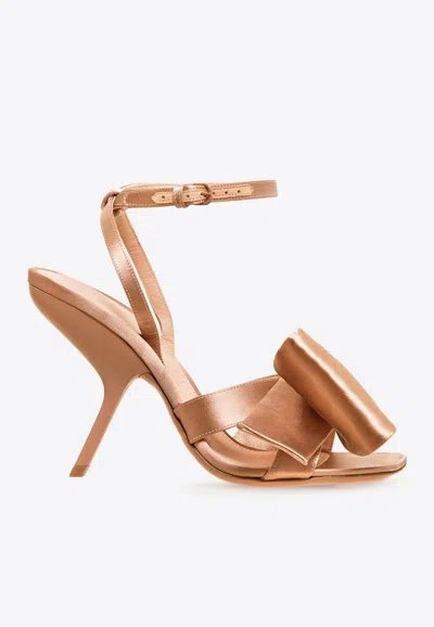 Ferragamo Helena 105 Sandals With Asymmetric Bow In Nude