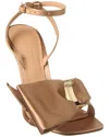 Ferragamo Helena Satin Bow Ankle-strap Sandals In Amaretti