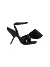 Ferragamo Asymmetric-bow Satin Sandals In Black
