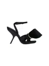 Ferragamo Asymmetric-bow Satin Sandals In Black