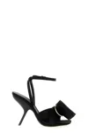 Ferragamo Asymmetric-bow Satin Sandals In Black