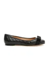 Ferragamo Ballet Flats Varina Patent Leather In Black