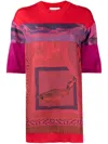 Ferragamo Heritage-print Long T-shirt In Rot