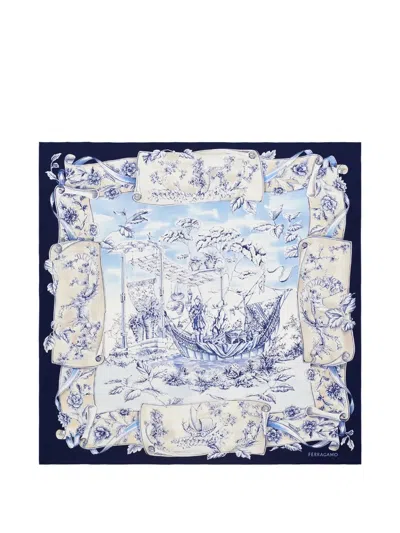 Ferragamo Heritage-print Silk Scarf In Neutral
