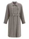 Ferragamo Men Coat In Herringbone-patterned Fabric In Brown
