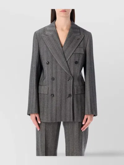 FERRAGAMO HERRINGBONE JACKET WITH CHEST AND FLAP POCKETS