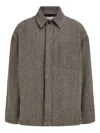 Ferragamo Herringbone Long-sleeve Shirt Jacket In Brown