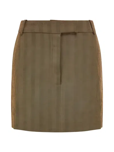 Ferragamo Herringbone Mini Skirt In Brown