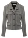 Ferragamo Herringbone Multi-pocket Jacket In Gray