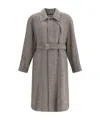 Ferragamo Men Coat In Herringbone-patterned Fabric In Gray