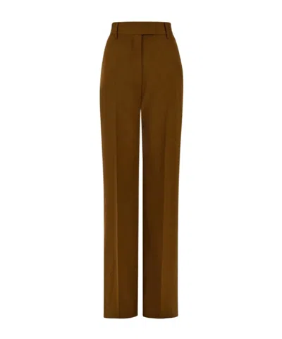 Ferragamo Herringbone Slim-fit Trousers In Brown