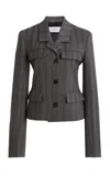 Ferragamo Herringbone Stretch-wool Blazer In Stripe