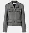 Ferragamo Herringbone-pattern Flap-pocket Blazer In Gray