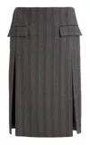 Ferragamo Herringbone Wool Knee-length Skirt In Stripe