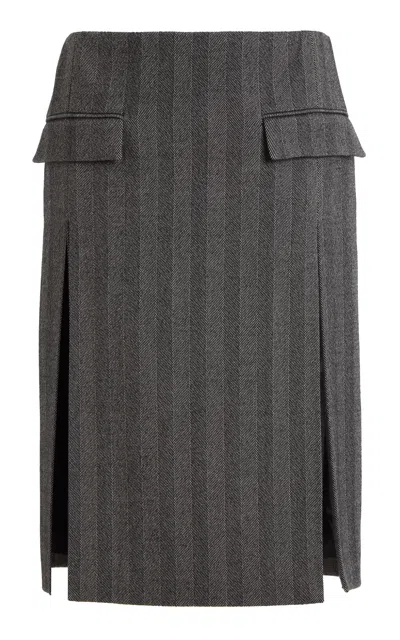 Ferragamo Herringbone Wool Knee-length Skirt In Stripe