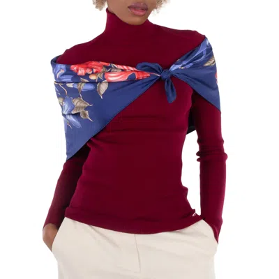 Ferragamo Hibiscus Print Silk Foulard In Blue