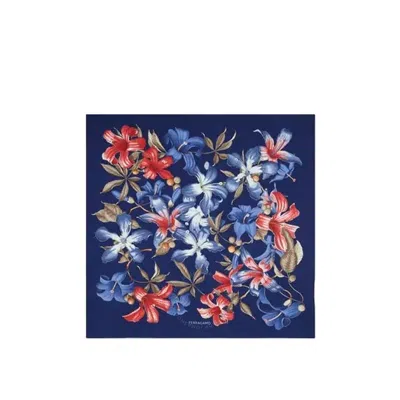 Ferragamo Hibiscus Print Silk Foulard In Multi