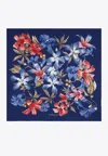 Ferragamo Hibiscus Print Silk Foulard In Multicolor