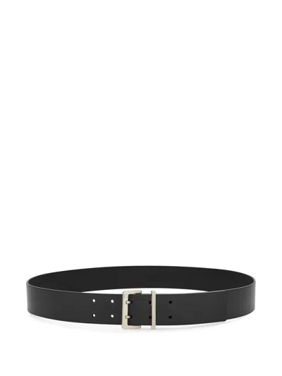 Ferragamo Engraved Logo Leather Belt In Black