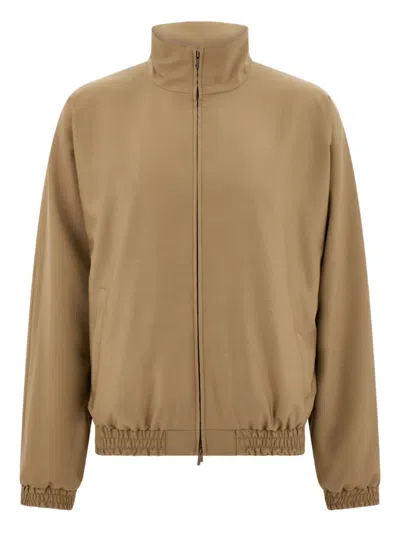 Ferragamo High-collar Reversible Jacket In Brown