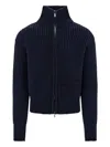 Ferragamo High-collar Ribbed-wool Jacket In Blue