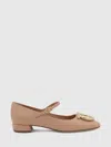 Ferragamo Marry Maxi Gancini Ballet Flats In Pink