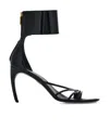 Ferragamo Strappy Glossy Stiletto Sandals With Ankle Strap In Black