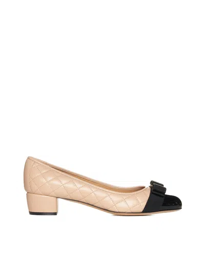 Ferragamo High-heeled Shoe In Nero || New Bisque || Nappa Ne