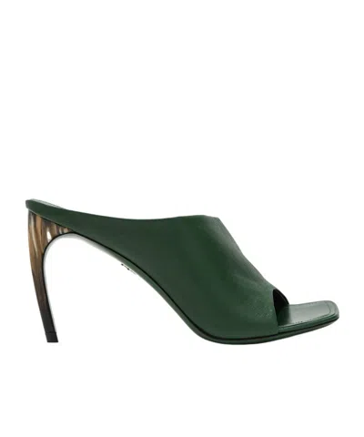Ferragamo Nymphe 85 Nappa Leather Mules In Green
