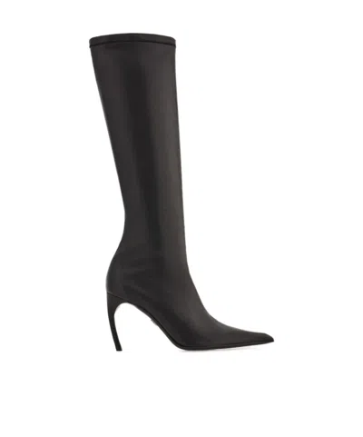 Ferragamo High Nappa Stretch Boot In Black