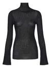 Ferragamo High-neck Flared-cuff Sweater In Black