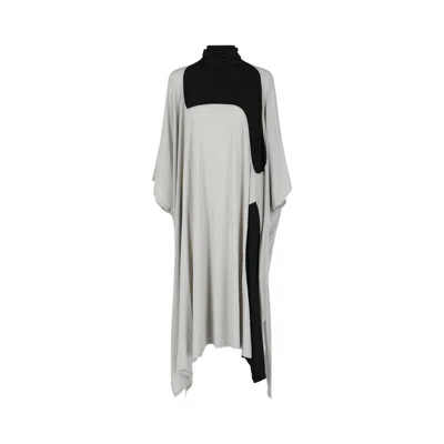 Pre-owned Ferragamo High Neck Kaftan With Sash Inlay 'light Grey' | Women's Size M In Gray